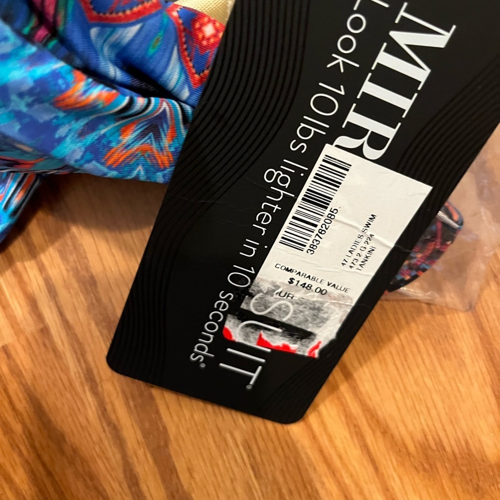 Miraclesuit Blue Multicolor Strapless Swim Tankini Coverup casablanka size 8 new - Picture 7 of 7